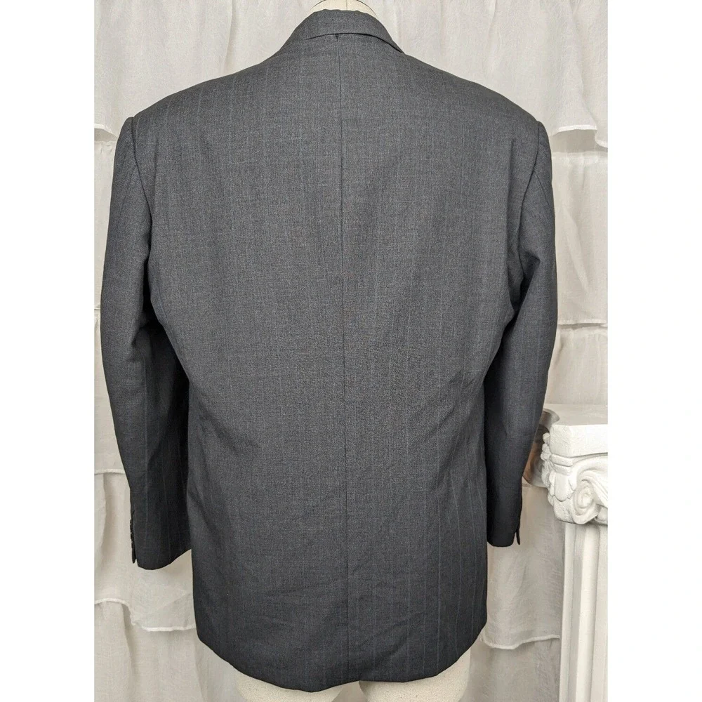 Gian Carlo Lamberti Made in Italy Vtg Gray Virgin Wool Suit Jacket Size 43